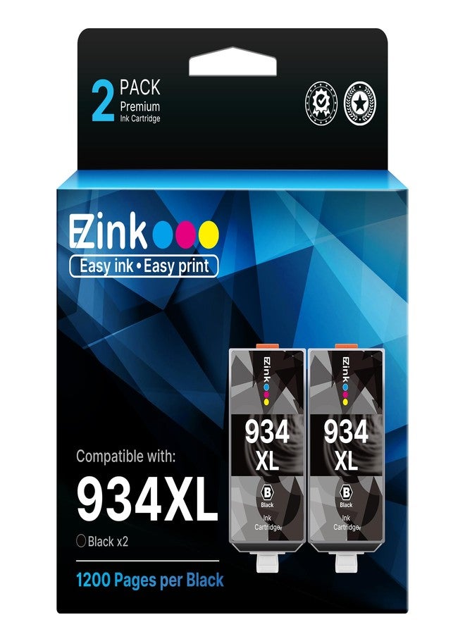 E-Z Ink Compatible Ink Cartridge Replacement for HP 934 934XL 934 XL High Yield to use with HP Officejet 6800 6812 6815 6825 6822 6820 OfficeJet Pro 6230 6830 6200 6835 Printer (2 Black) - Image 1